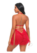 Oh La La Cheri Aliza Babydoll Large/XLarge Red back view, showcasing a bold, romantic design in a flattering silhouette.