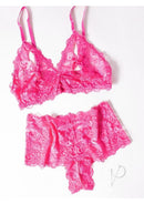 Oh La La Cheri Goodnight Kiss 2 Piece Lingerie Set Pink featuring a lace bralette and matching bottoms.