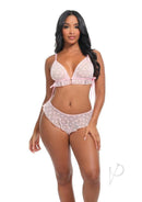 Oh La La Julienne 2 Piece Lingerie Set Large/XLarge Pink showcased on a model, featuring soft pink fabric and a stylish design.