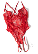 Oh La La Cheri Brielle Teddy Small/Medium Red featuring a sexy, form-fitting lace design in vivid red.