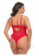 Oh La La Cheri Valentine Teddy 1X/2X Red showcasing a back view in elegant lace and sheer design.