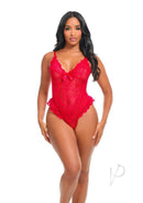 Oh La La Cheri Valentine Teddy Small Red showcasing a figure-flattering lace design for romantic evenings.