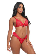 Oh La La Cheri Valentine 2 Piece Lingerie Set XLarge Red on model showcasing romantic style.