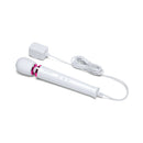Le Wand Powerful Petite Plug-In Massager White with flexible cord and ergonomic design.
