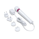 Le Wand Powerful Petite Plug-In Massager White with various plug options and power cord