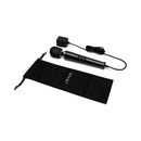 Le Wand Powerful Petite Plug-In Massager Black with power cord and storage pouch.