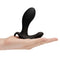 b-Vibe Expand Expanding and Vibrating Remote Control Plug Black held in a hand for scale.