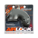 Oxballs Airlock Air-lite Vented Chastity Cage Steel on display packaging, showcasing its silicone design.