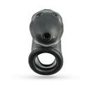 Oxballs Airlock Air-lite Vented Chastity Cage Steel from the front view showcasing its sleek design.