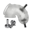 Oxballs Airlock Electro Air-lite Vented Chastity Clear Ice with metallic parts for electro play.