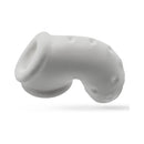 Oxballs Airlock Air-lite Vented Chastity Cage White Ice showing its unique design and soft silicone material.