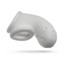 Oxballs Airlock Air-lite Vented Chastity Cage White Ice showcasing a soft silicone design for comfortable chastity play.