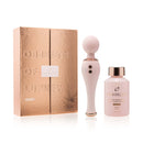 HighOnLove CBD Objects of Luxury Gift Set featuring a silicone body wand and massage oil in elegant packaging.