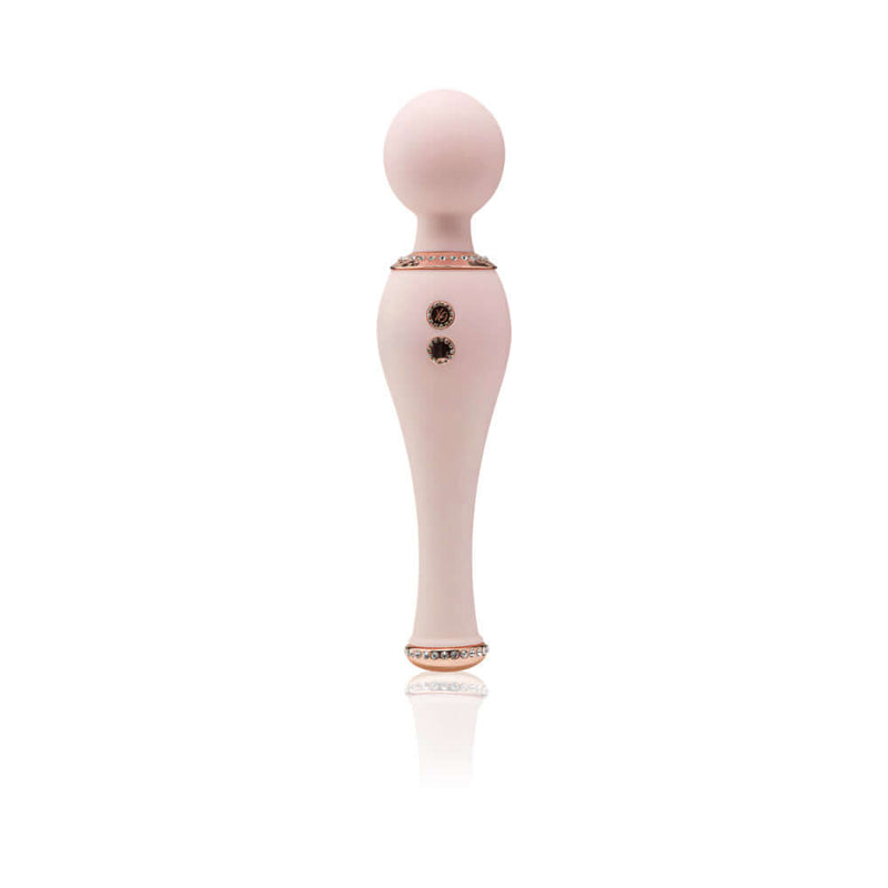 HighOnLove CBD Objects of Luxury Gift Set bedazzled silicone body wand in soft pink with ornate details.