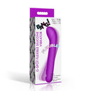 Bang G-Spot Flexible Rechargeable Silicone Vibrator Purple packaging with vibrant design showcasing its features.