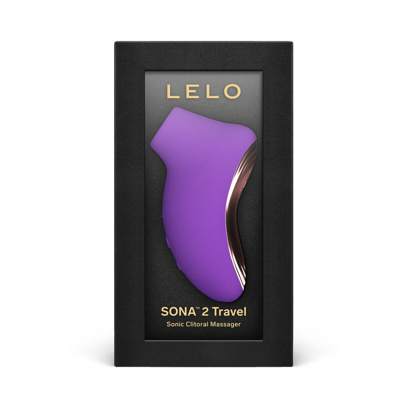 LELO SONA 2 Travel Purple Sonic Clitoral Massager in sleek packaging for ultimate pleasure on-the-go.