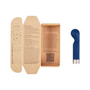 Love Not War Kama Head Vibrator Blue in eco-friendly packaging, showcasing its elegant design and user instructions.