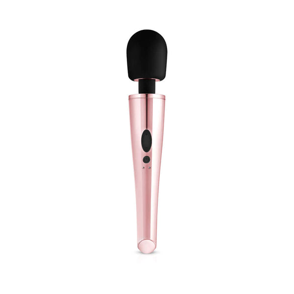 Rosy Gold Nouveau Wand Massager with flexible silicone head and 10 adjustable vibration settings.