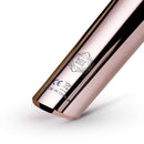 Close-up of the Rosy Gold Nouveau Wand Massager showcasing its luxurious shiny finish and brand logo.