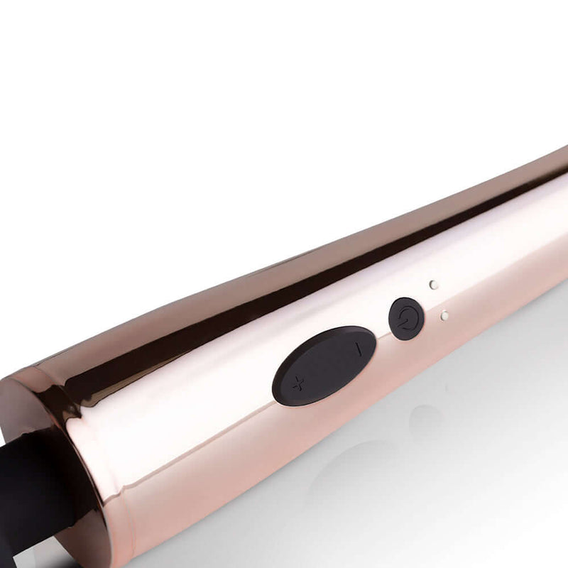 Rosy Gold Nouveau Wand Massager close-up of controls and sleek design