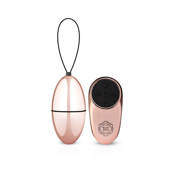 Rosy Gold Nouveau Vibrating Egg with remote control, showcasing luxurious design and discreet stimulation.