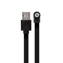 Black USB charging cable with a unique angled connector for easy access and convenience.