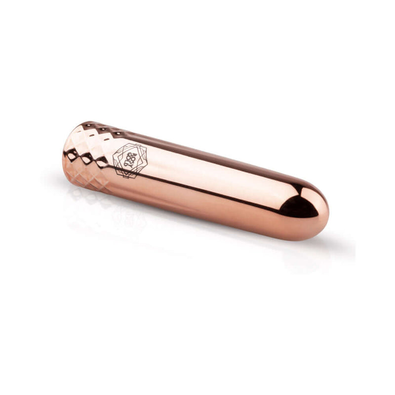 Rosy Gold Nouveau Mini Vibrator in elegant rose gold design, compact and powerful for on-the-go pleasure.