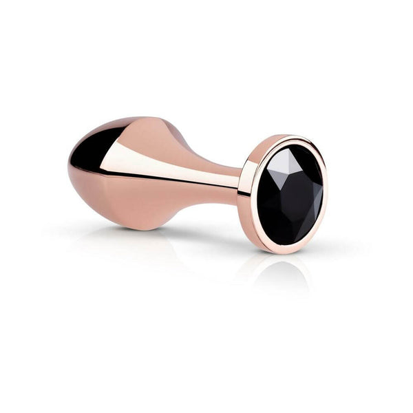 Rosy Gold Nouveau Butt Plug with black crystal accent, a luxurious anal accessory for elegance and sophistication.