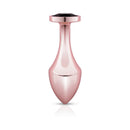Rosy Gold Nouveau Butt Plug featuring luxurious aluminum design and black crystal accent.