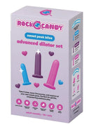 Rock Candy Advanced Silicone 3 Piece Dilator Set Multicolor packaging showcasing three dilators in vibrant colors.