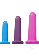 Rock Candy Advanced Silicone 3 Piece Dilator Set Multicolor in blue, purple, and pink for comfortable progression.