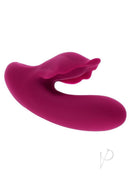 Evolved Venus Vibrator with Clitoral Stimulator Red in a vibrant pink color with seashell-shaped design.