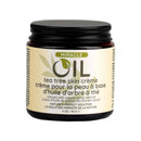 Earthly Body Miracle Oil Tea Tree Creme 4 Oz in a jar, soothing cream for irritated skin.
