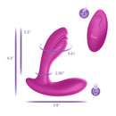 Viben Epiphany Clitoral Rollerball Panty Vibe Berry remote-controlled vibe dimensions and features infographic.