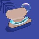Biird Kalii Glass G spot Dildo elegantly displayed in a protective case with a bubble in the background.