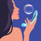 Biird Kalii Glass G spot Dildo in a woman's hand with a bubble, symbolizing elegance and pleasure.