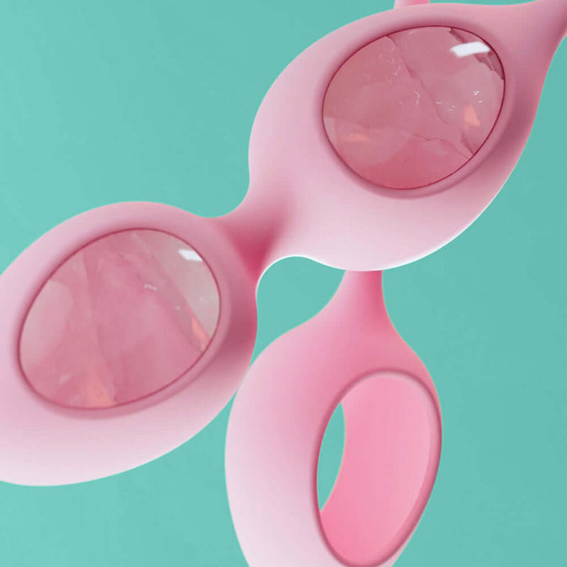 Biird Yonii 2 Piece Rose Quartz Eggs Set featuring natural rose quartz for yoni practice and pelvic floor toning.