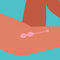 Biird Yonii 2 Piece Rose Quartz Eggs Set displayed on skin surface for yoni practice.