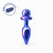 Biird Anii Glass Anal Plug Blue with free storage case, handcrafted from hypoallergenic borosilicate glass.