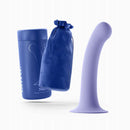 Biird Surii 6 inch Silicone Dildo with Suction Cup, packaging and pouch, violet color, soft silicone design.