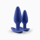 Biird Regii 2-Piece Anal Plug Set Blue featuring two silicone anal plugs in a vibrant blue color.