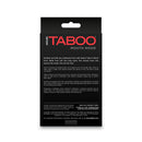 Hustler Taboo Mouth Hood Black packaging showcasing sensory deprivation design and features.