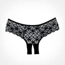 Adore Sweetheart Panty One Size in black lace with scalloped edges and a boy cut silhouette.