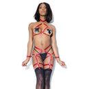 Coquette Harness Top And Crotchless Panty Merlot One Size featuring a bold strappy design in deep merlot color.