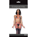 Coquette Harness Top And Crotchless Panty Merlot One Size model showcasing bold lingerie design in deep merlot shade.