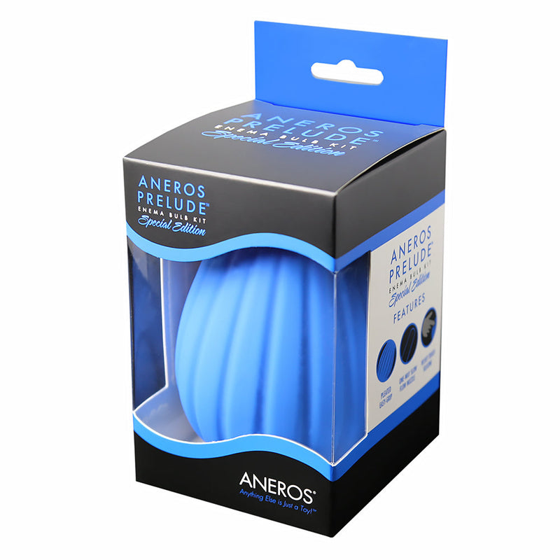 Aneros Prelude Enema Bulb Kit Special Edition Blue packaging showcasing premium cleansing bulb.