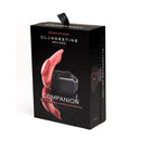 Clandestine Mimic Companion Coral Wearable Panty Vibrator packaging with remote and vibrator design.