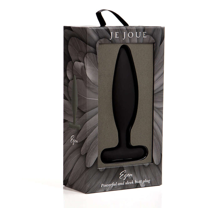 Je Joue Egon Vibrating Butt Plug Black packaging featuring powerful and sleek design.