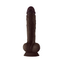Shaft Model A 10.5 Inch Silicone Dildo With Balls Mahogany on a white background, showcasing its realistic design.