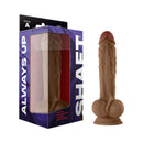 Shaft Model A 10.5 inch Dual Density Dildo with Balls Oak packaging and product display.